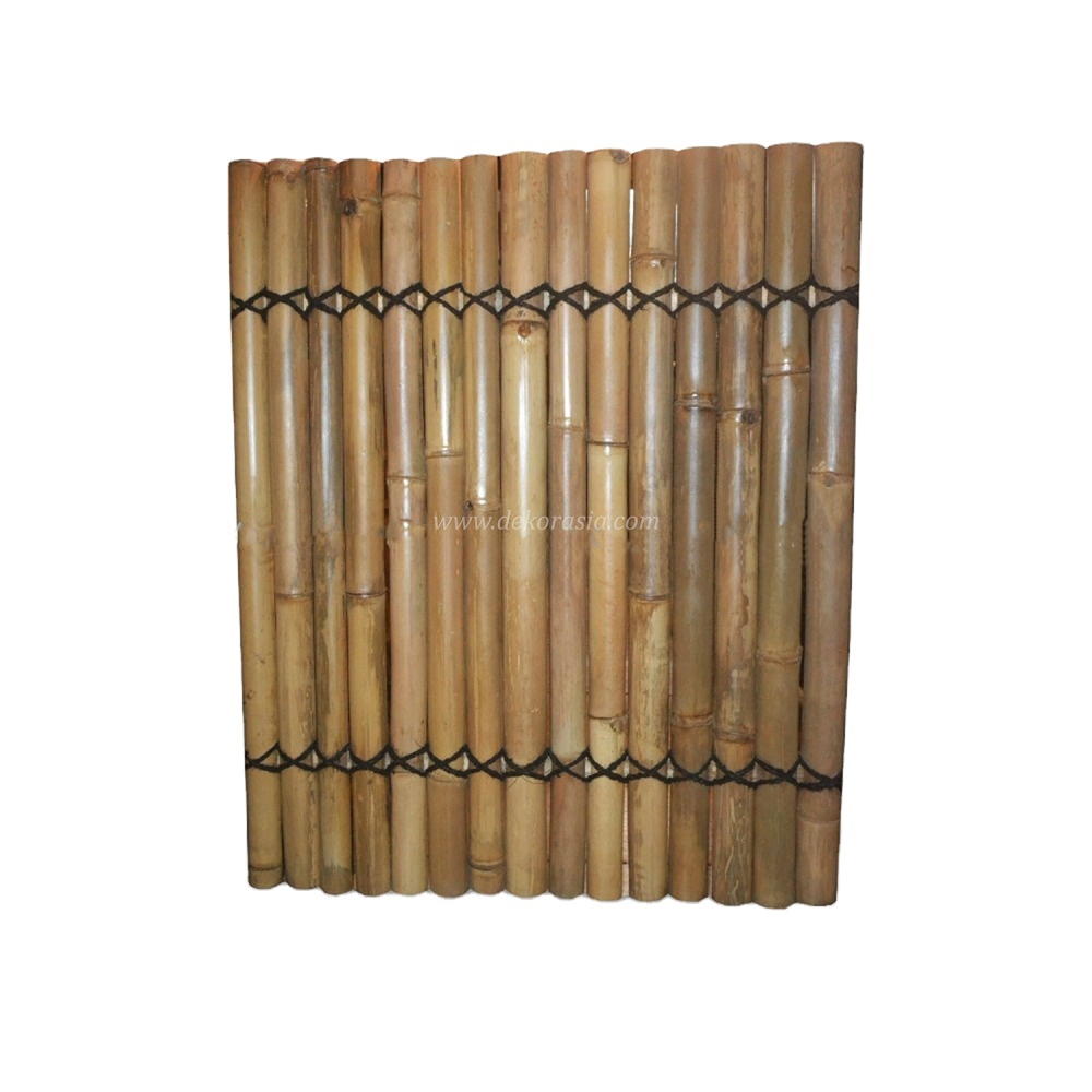 Bamboo Border Natural bamboo fence 2 back slats black coco rope - Image 1