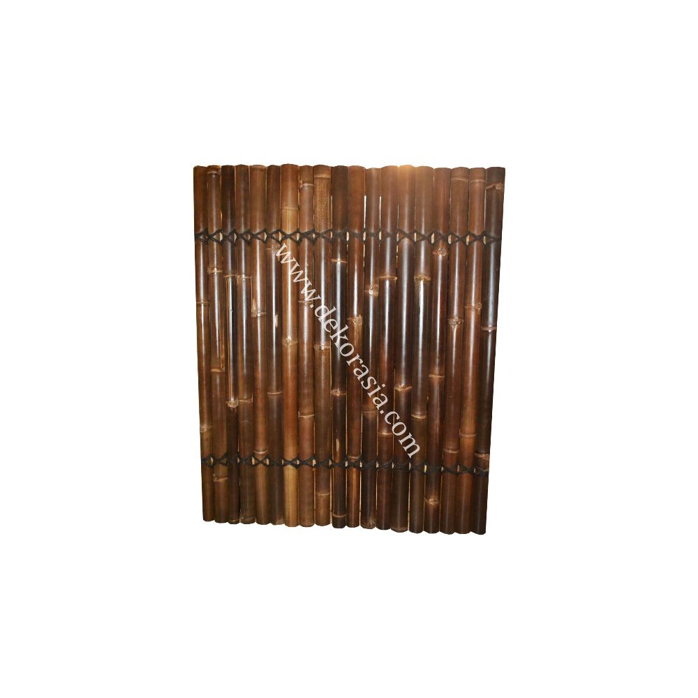Half Cut Black Bamboo Fence 2 Back Slats Black Coco Rope - Image 1